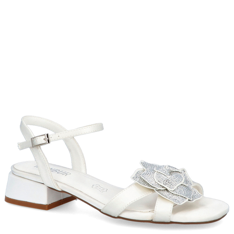 Niskie sandały ślubne - MENBUR 25656 BIAŁE