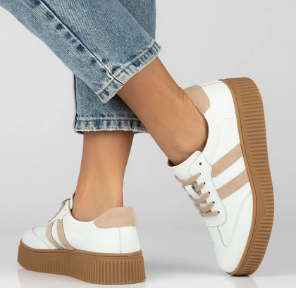 Sneakersy ze skóry naturalnej - FILIPPO DP6776/25 BIAŁE