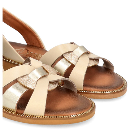 Wygodne sandały skórzane - LEMAR 40382 BEŻOWE