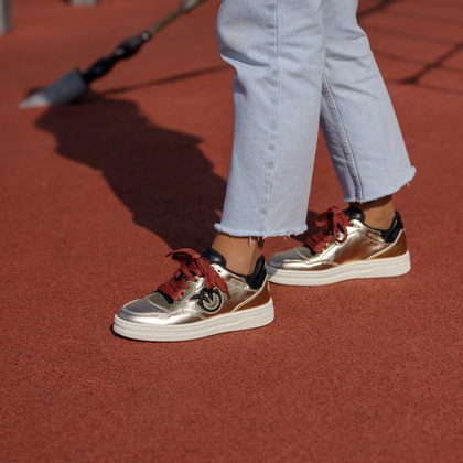 Sneakersy damskie premium - PINKO MANDY 01 ZŁOTE