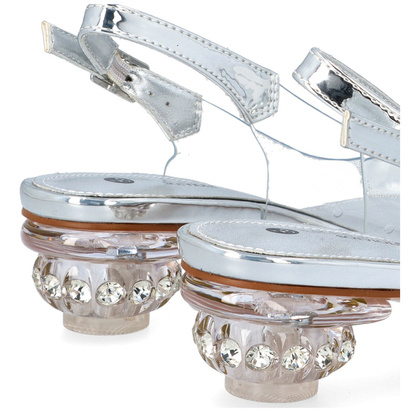 Sandały silikonowe na niskim obcasie - SCAVIOLA S-225 SREBRNE