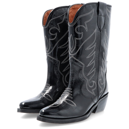 Modne lakierowane kowbojki - TYMOTEO 2167 CZARNE