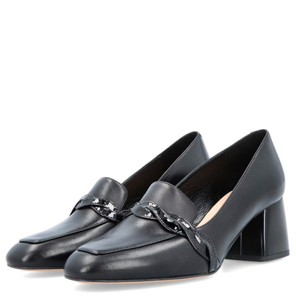 Skórzane półbuty na obcasie - KOTYL 2913 CZARNE