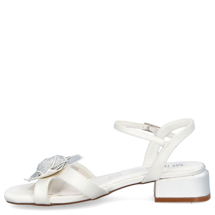Niskie sandały ślubne - MENBUR 25656 BIAŁE