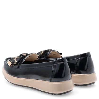 Skórzane półbuty z kokardą - FILIPPO DP6457/25 CZARNE