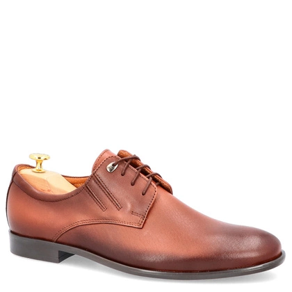 Półbuty skórzane męskie - LEADER 363-606 BRĄZOWE