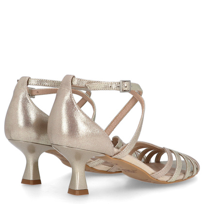 Skórzane sandałki do tańca na niskim obcasie - KOTYL 3823 ZŁOTE