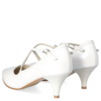 Pełne czółenka z paskami - TYMOTEO BARG PERŁOWO BIAŁE