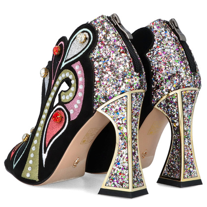 Efektowne sandały na ozdobnym słupku - SCAVIOLA S-152 CZARNE