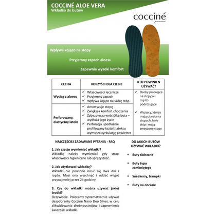 COCCINE ALOE VERA - wkładki do butów z aloesem