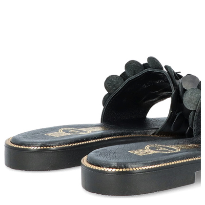 Klasyczne klapki ze skóry - LEMAR 40381 CZARNE