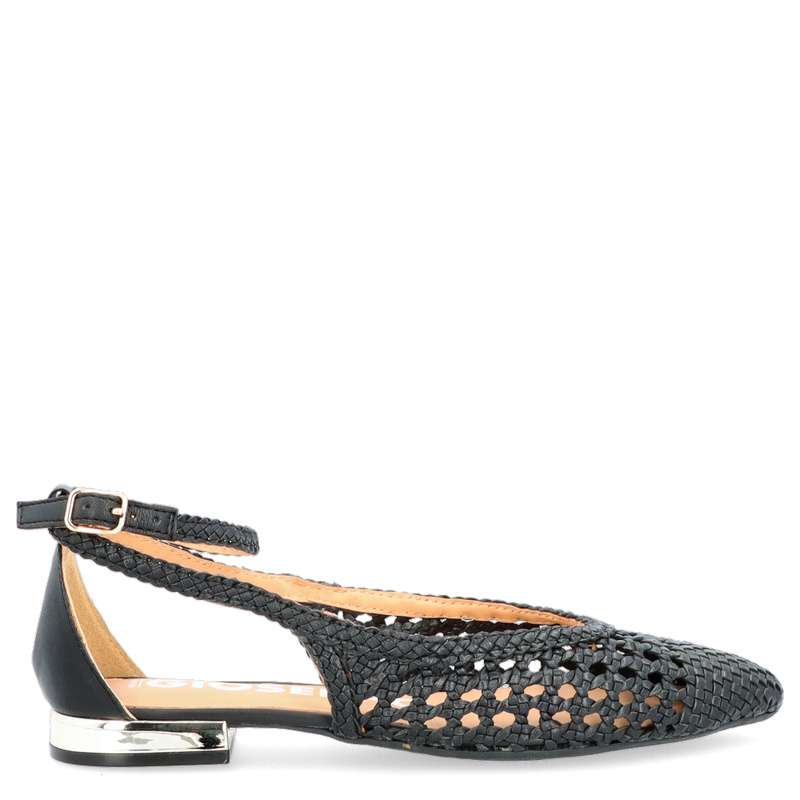 Ażurowe baleriny ze skóry  - GIOSEPPO 62109 CZARNE