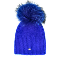 Czapka damska z pomponem - RABIONEK AN23.06PNJ  GRANATOWA