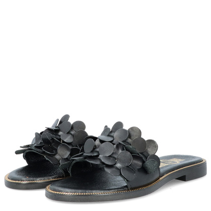 Klasyczne klapki ze skóry - LEMAR 40381 CZARNE