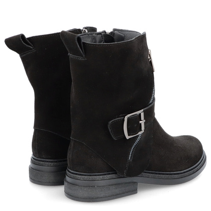 Płaskie botki ze skóry - TYMOTEO G1067 CZARNE