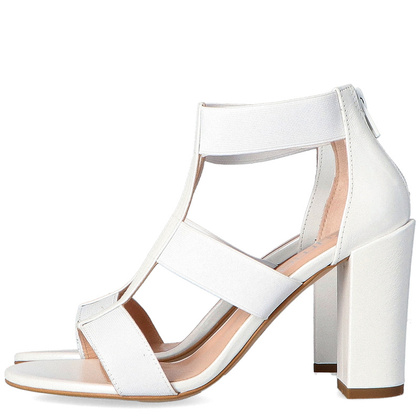 Stylowe sandałki na słupku - TYMOTEO C1003 BIAŁE