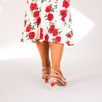 Silikonowe sandały na modnym obcasie - SCAVIOLA S-354 BEŻOWE