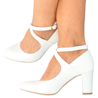 Pełne czółenka ślubne - KOTYL 7091 ECRU PERŁOWE