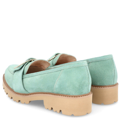 Skórzane półbuty z klamrą - TYMOTEO M2144 ZIELONE