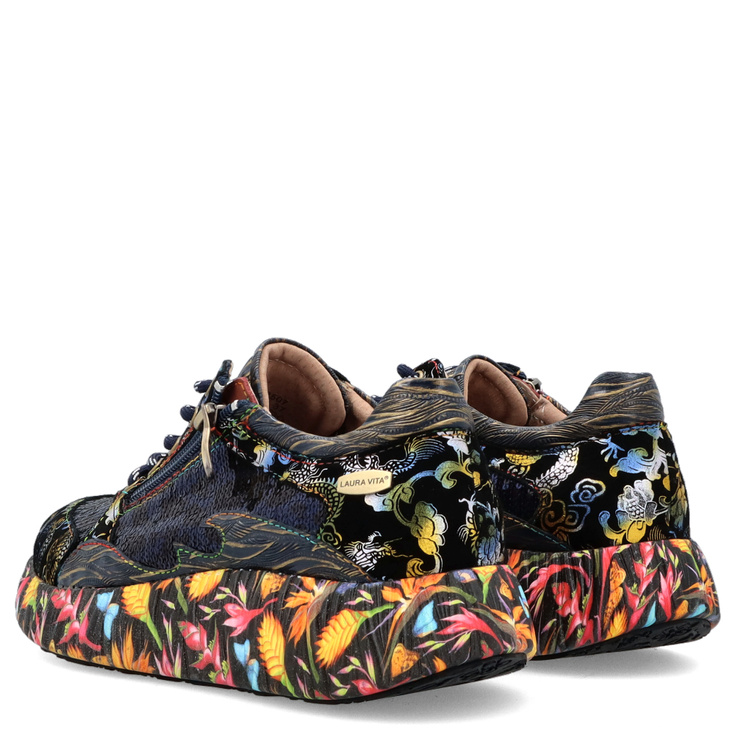 Zdobne sneakersy damskie - LAURA VITA NIKITO 09 GRANATOWE