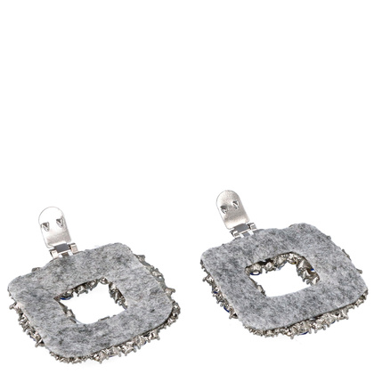 Kwadratowe klipsy do butów niebieskie kryształki - TYMOTEO LOVE T53 SREBRNE