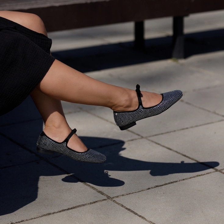 Skórzane baleriny z cyrkoniami Bombonella – wygodne buty premium na Andrzejki