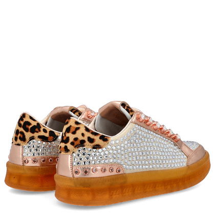 Błyszczące sneakersy damskie - EKP 3929K RÓŻOWE