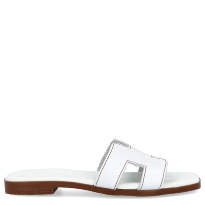 Wygodne klapki ze skóry - OH! MY SANDALS 5566 BIAŁE