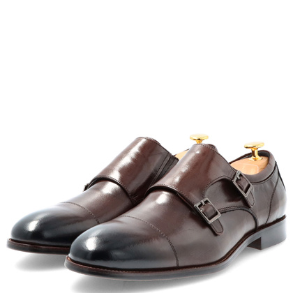 Eleganckie półbuty męskie - JOHN DOUBARE J1856-206-A28 BRĄZOWE