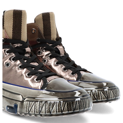 Skórzane wysokie sneakersy męskie - JOHN DOUBARE CC2883 METALICZNE