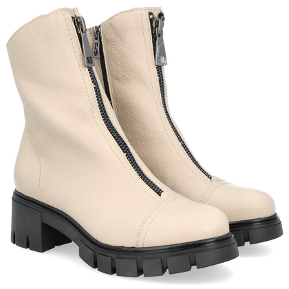 Wygodne botki ze skóry - SIMEN 3264A BEŻOWE