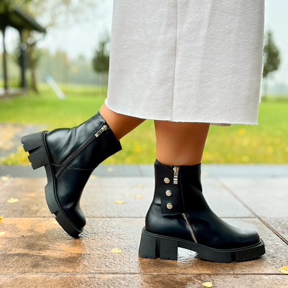 Botki damskie skórzane - TYMOTEO 2169 CZARNY