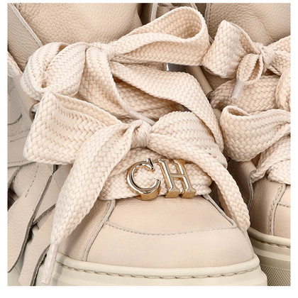 Wysokie sneakersy sznurowane - CHEBELLO 4561 BEŻOWE