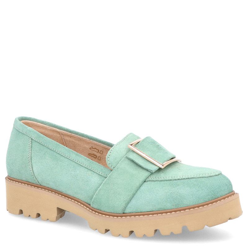 Skórzane półbuty z klamrą - TYMOTEO M2144 ZIELONE