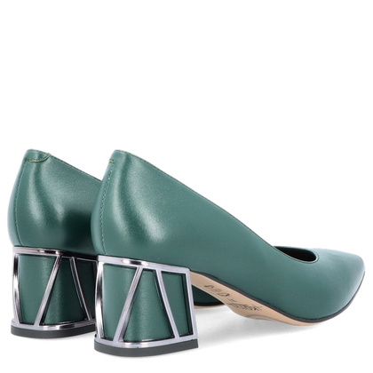 Skórzane czółenka w szpic - KOTYL 5435 ZIELONE