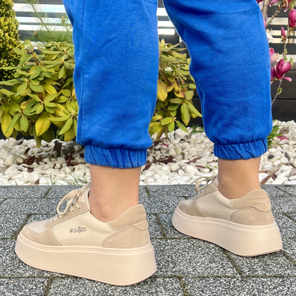 Skórzane sneakersy damskie - FILIPPO DP6047/24 BEŻOWE