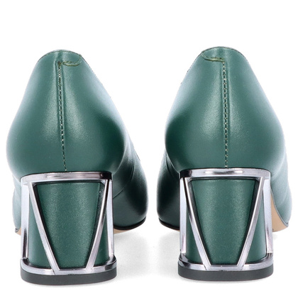 Skórzane czółenka w szpic - KOTYL 5435 ZIELONE