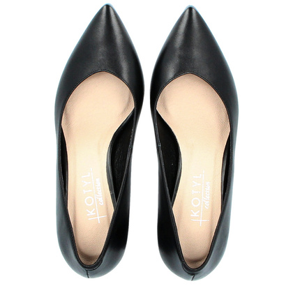 Skórzane czółenka w szpic - KOTYL 5435 CZARNE