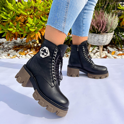 Trapery na grubym spodzie - LEMAR 60376 CZARNE