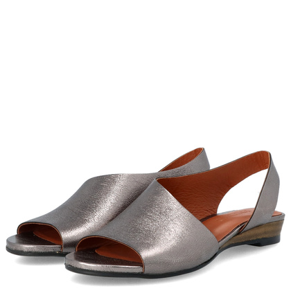 Skórzane sandałki z asymetryczną cholewką - BOCCATO 167.590 METALICZNE