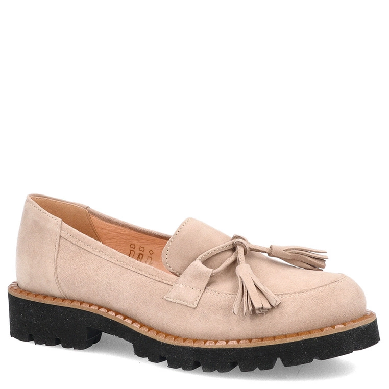 Modne półbuty na grubej podeszwie - TYMOTEO G1034 TAUPE