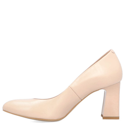 Klasyczne czółenka na słupku - KOTYL 1273 BEŻOWE