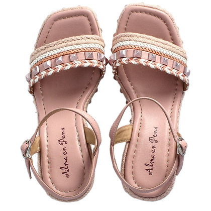 Sandałki na koturnie - ALMA EN PENA V22230 RÓŻOWE