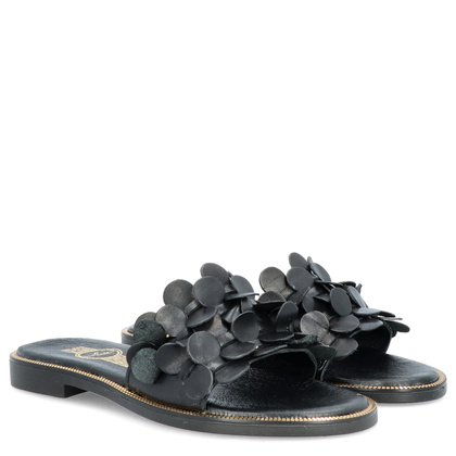 Klasyczne klapki ze skóry - LEMAR 40381 CZARNE