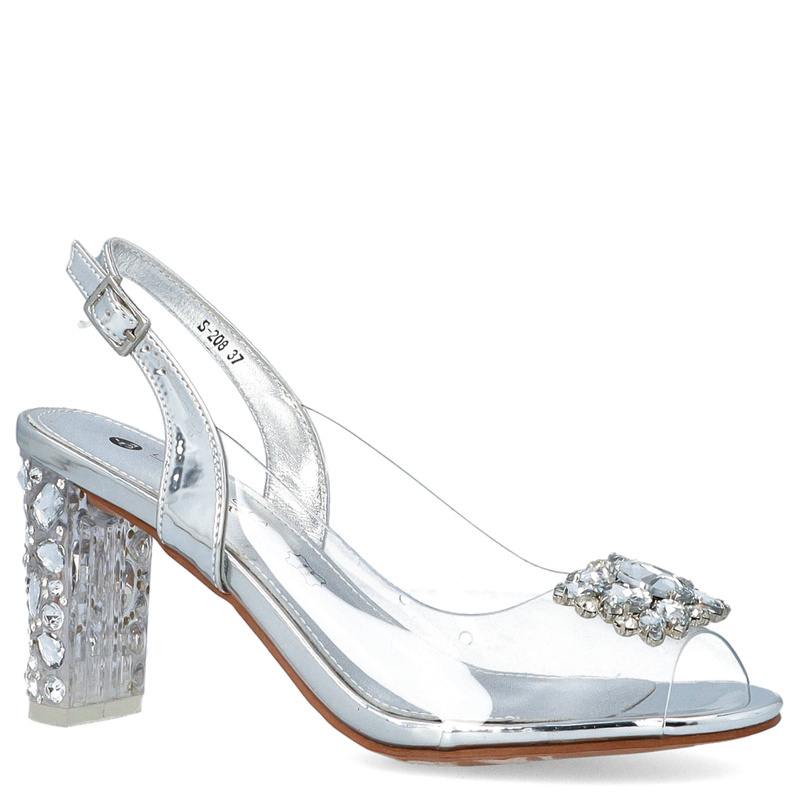 Sandały na modnym obcasie - SCAVIOLA S-208 SREBRNE