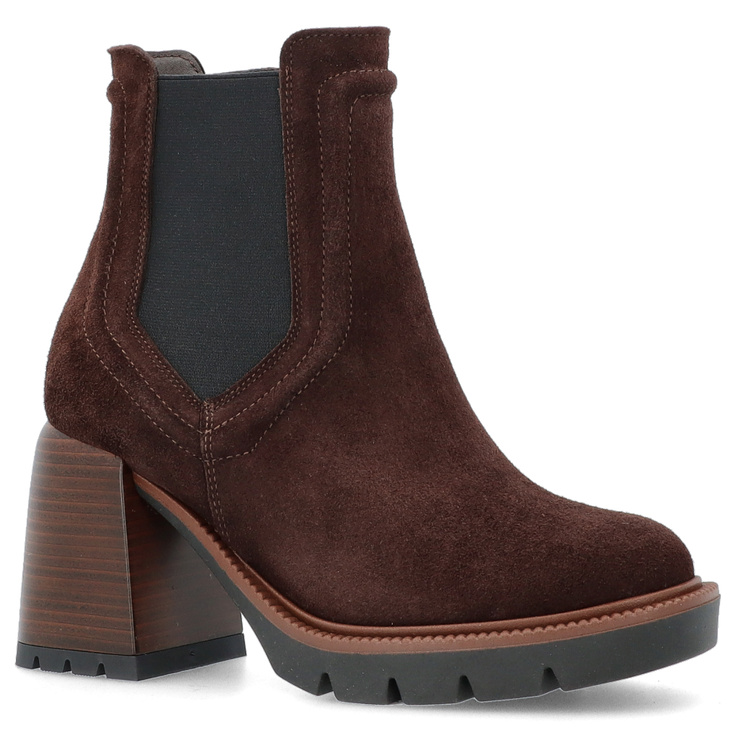 Skórzane botki na platformie - TYMOTEO G1047 CZEKOLADOWE