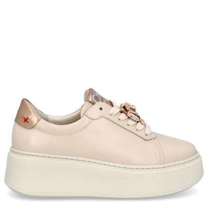 Sneakersy skórzane z ozdobą - CHEBELLO 4411 JASNY BEŻ