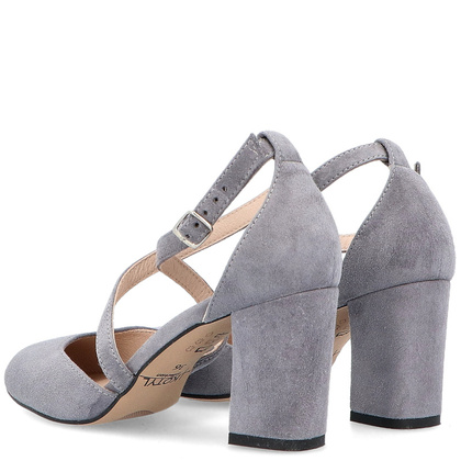 Taneczne czółenka ze skóry - KOTYL 7075 SZARE