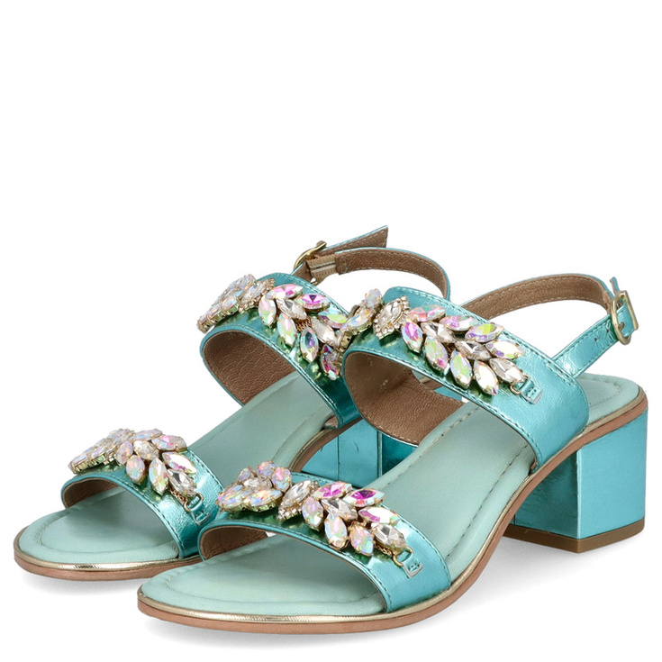 Eleganckie sandały ze skóry - BOTTEGA SMERALDA 3LN24C NIEBIESKIE