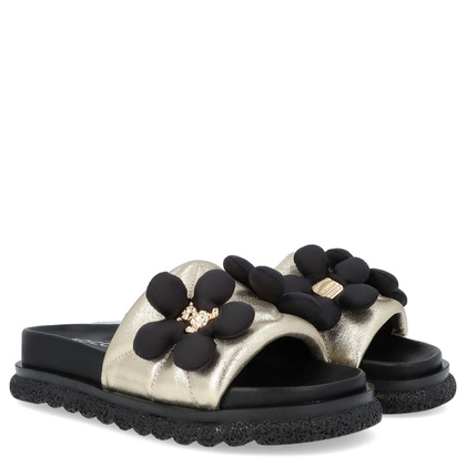 Skórzane klapki damskie - BOCCATO 475.068 ZŁOTE